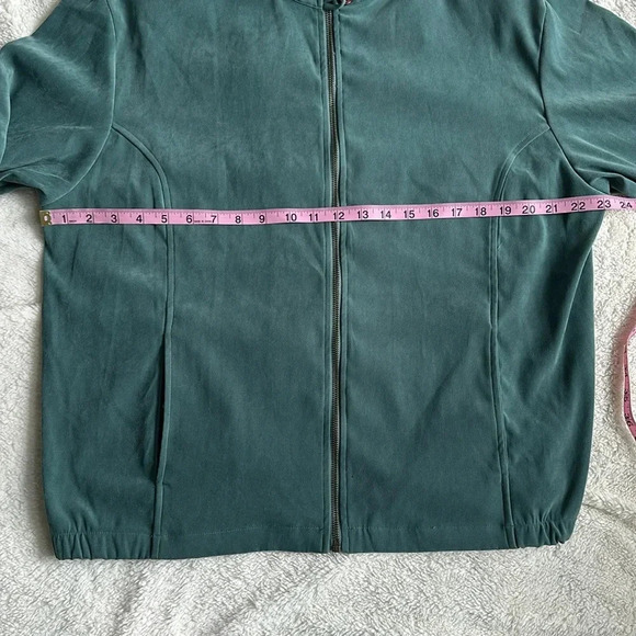 Vintage Y2K Muted Earthy Green Casual‎ Full Zip Casual Bomber Shacket Jacket L - Picture 9 of 12